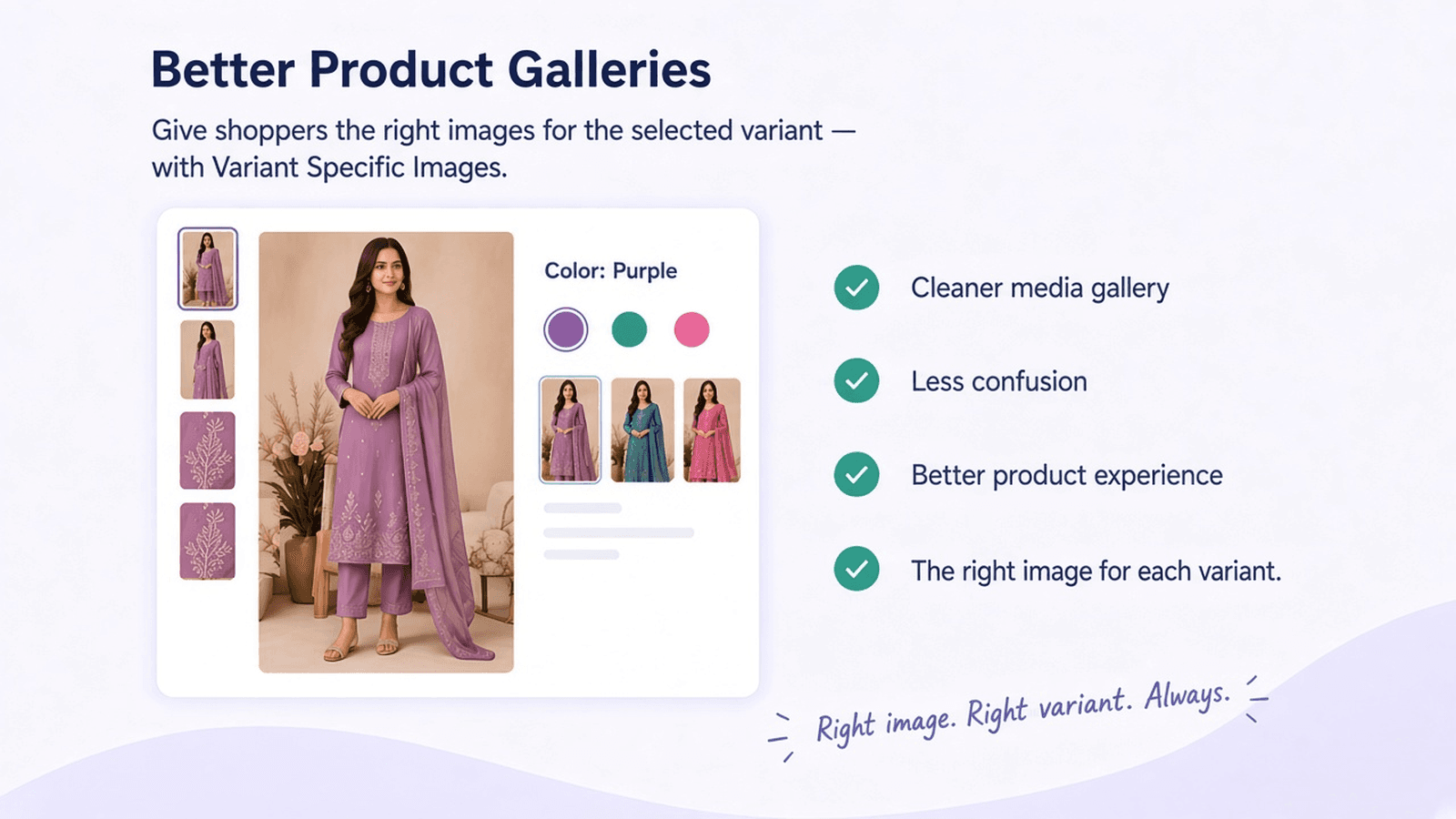 Clean gallery showing the selected variant